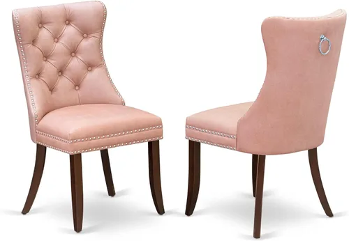 Miniatura 16 de East West Furniture DAP3F26 Dallas Parson - Juego de 2 sillas de comedor tapizadas de tela de poliéster color burdeos con botones copetudos