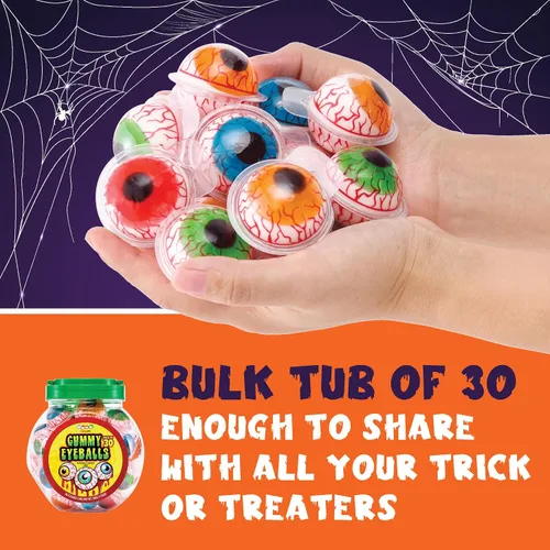 Miniatura 7 de 30 Gomitas de Ojos, Dulce de Ojos Espeluznante en 4 Sabores, Gomitas Blandas con Relleno de Gelatina Afrutada, Envueltas Individualmente