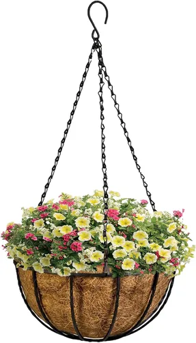 Kingbuy - Cesta colgante para flores o plantas, con cadena, para la casa o el balcón, elemento decorativo