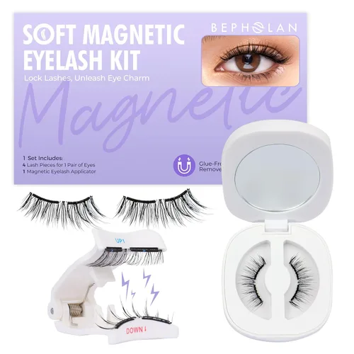 Miniatura 21 de Pestañas de Aspecto Natural Pestañas Postizas - BEPHOLAN Pestañas Postizas 3D Súper Esponjosas Pestañas Postizas Banda Transparente Pestañas Wispy