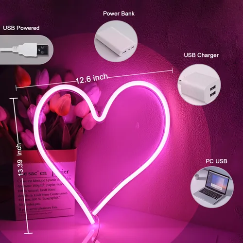Miniatura 3 de Britrio - Letrero de luz de neón LED para colgar en la pared de dormitorio, sala de estar, habitación de los niños, decoración del hogar, luz Rosado