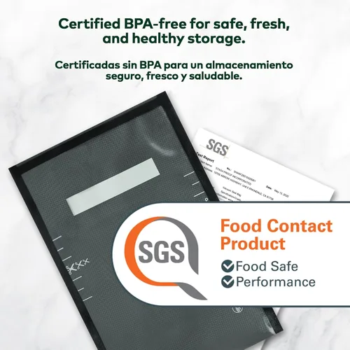 Miniatura 5 de Bolsas de sellado al vacío de 8 x 12 pulgadas (100 unidades) de 5.5 mil (negro y transparente) – Sin BPA de grado comercial para almacenamiento