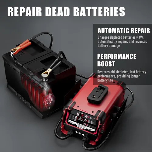 Miniatura 5 de Cargador de batería de coche de 12 V/24 V y arrancador del motor, mantenedor de batería de 0-30 A, amperios de arranque de 130 A, desulfatador