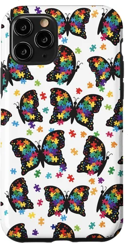 Miniatura 29 de Funda con patrón de rompecabezas de mariposa para iPhone 17