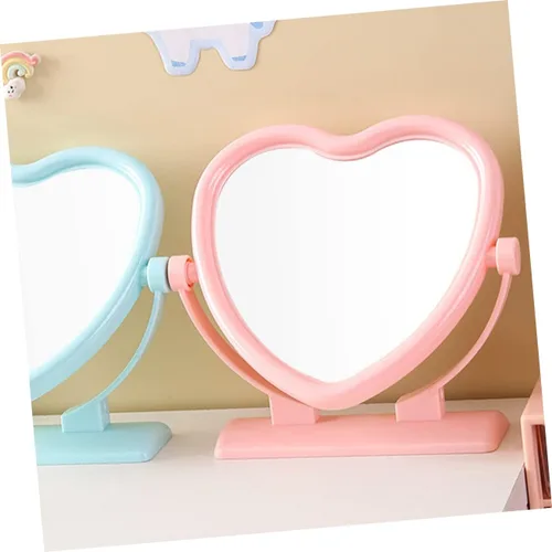 Miniatura 2 de Outanaya Espejo de mesa en forma de corazón de doble cara rosa tocador de escritorio decorativo espejo de 2 lados