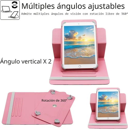 Miniatura 5 de Funda universal para tablet Android de 10 y 10.1 pulgadas, Dluggs de piel sintética con rotación de 360 grados, soporte multiángulo