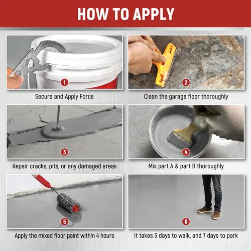 Miniatura 4 de Pintura para pisos, revestimiento impermeable, acabado satinado sin mezcla, para garaje, hormigón, patios y cubiertas de piscina