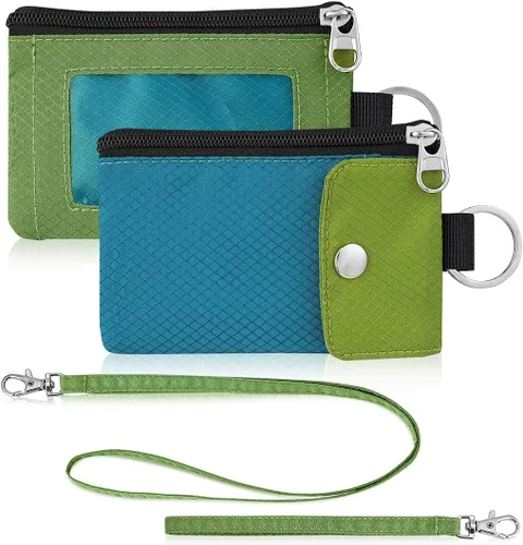 Miniatura 31 de Artpaxy Cartera minimalista para hombres y mujeres, llavero con bloqueo RFID, con cremallera, pequeña cartera con ventana de identificación, 2