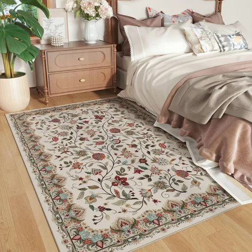 Miniatura 31 de Rugcomf Alfombras Vintage Paisley para Sala de Estar 5' x 7' - Alfombra de Área Lavable a Máquina, Alfombra Floral Antideslizante de Pelo Bajo