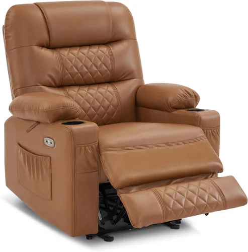 Miniatura 13 de MCombo Zero Gravity PR621 - Silla reclinable eléctrica con masaje de calor y vibración, silla reclinable con puertos USB, portavasos para sala