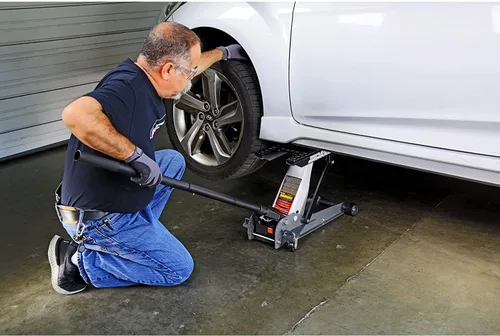 Miniatura 6 de Powerbuilt gato de garaje triple de 1360 kg, resistente para vehículos, camiones, automóviles, motocicletas, gato de transmisión, capacidad de 1.5