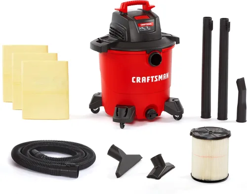 Miniatura 10 de CRAFTSMAN CMXEVBE17584 Aspiradora húmeda y seca de 6 galones, 3.5 pico de HP, aspiradora portátil para tienda húmeda y seca con filtro, bolsa