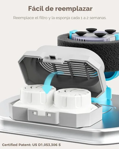 Miniatura 3 de Neareal Paquete de 6 filtros de repuesto oficiales y esponjas de prefiltro para fuente de agua de acero inoxidable para gatos de 108 onzas / 3.2 L