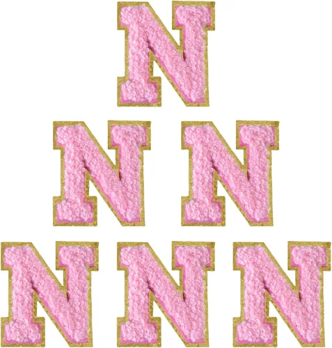 Miniatura 160 de 6 piezas de parches de letras de chenilla autoadhesivas, parches de letras preppy de 2 pulgadas para bolsos, ropa y sombreros, grandes pegatinas
