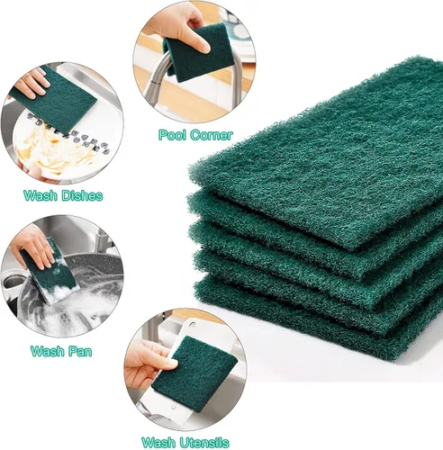 Miniatura 3 de Esponjas de limpieza pesadas antiarañazos, esponja de limpieza de platos, herramienta de limpieza reutilizable verde para el hogar, para cocina