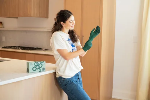 Miniatura 3 de FRAMAR Guantes verdes desechables sin látex, guantes de nitrilo sin polvo, pequeños, guantes de goma desechables, guantes de nitrilo biodegradables