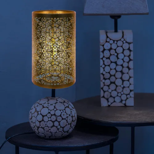 Miniatura 8 de KALLORY Pantalla hueca de metal tallado de hierro para lámpara decorativa de mesa, 7.87 x 4.72 x 4.72 pulgadas, elegante difusor de luz para sala