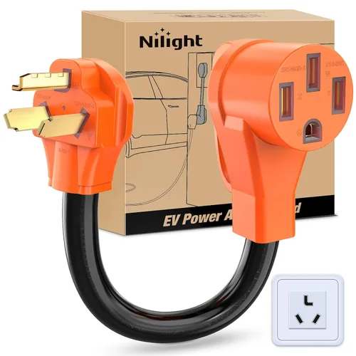 Miniatura 35 de Nilight - 50033R Adaptador de enchufe RV de 18 pulgadas, 50 amperios a 30 amperios, adaptador eléctrico de Dogbone de alta resistencia con mango 115G