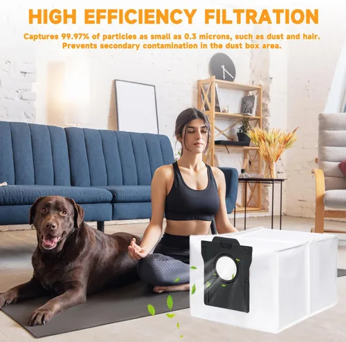 Miniatura 6 de Paquete de 14 bolsas de polvo compatibles con Dreame L10s Ultra, L10s Pro Ultra Heat, robot aspirador D10 Plus Gen 2 – Bolsas de polvo de carbón