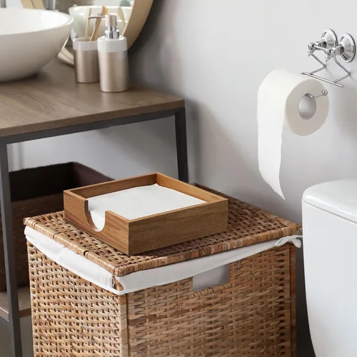 Miniatura 6 de Servilletero de madera de acacia para mesa, servilleteros para servilletas de papel, servilletero plano para almuerzo, servilleteros para decoración