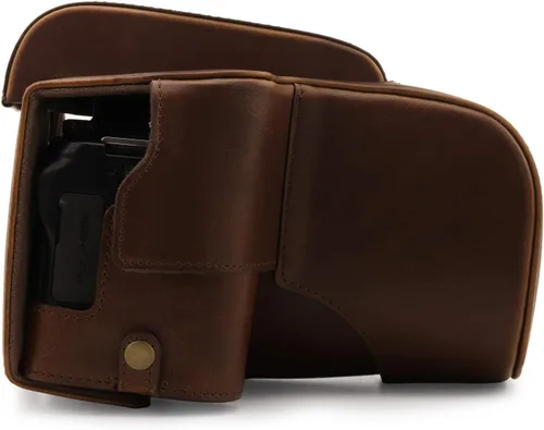 Miniatura 7 de MegaGear Funda de piel sintética compatible con Nikon Coolpix P950 - Marrón oscuro (MG1879)