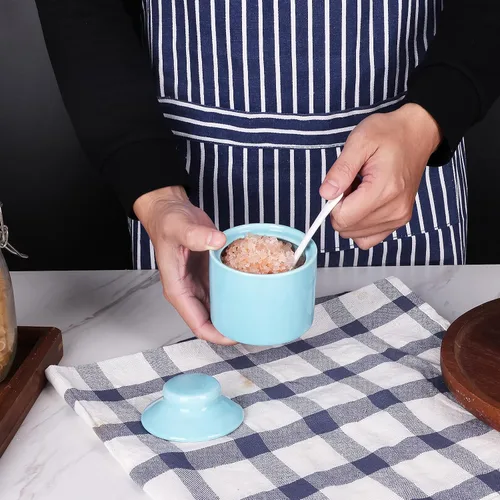 Miniatura 7 de Azucarero de 8 onzas con tapa y cuchara, frasco de azúcar de cerámica, dispensador de azúcar, contenedor de azúcar, accesorios para cafetería, marino