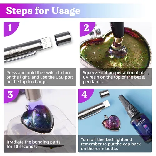 Miniatura 6 de Paquete de linterna UV y kit de resina UV fina transparente de baja viscosidad de 10.58 oz