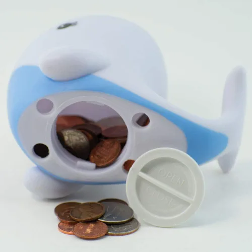 Miniatura 3 de Narwhal - Alcancía con forma de narval (narval de plástico para almacenar dinero, monedas, Miz) (1 narval por paquete)
