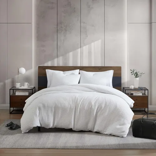 Miniatura 12 de Kenneth Cole - Juego de edredón matrimonial/queen, ropa de cama suave con textura de gofre con fundas a juego, acogedora decoración del hogar