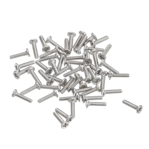Miniatura 53 de Uxcell M1-0.25 x 2 mm 50 piezas Tornillos de cabeza plana redonda 304 de acero inoxidable Phillips Drive tornillos de máquina para fijación