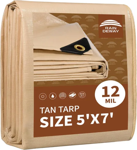 Miniatura 64 de RAINDEWAY Lona blanca resistente de 12 mil de 15 x 20 pies, resistente a los rayos UV, impermeable, resistente a la intemperie, con ojales de metal