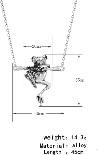 Miniatura 4 de Juego de collares de rana para colgar en forma de árbol de plata, diseño de rana y animales retro, divertido, vintage, para mujeres y niñas, regalo