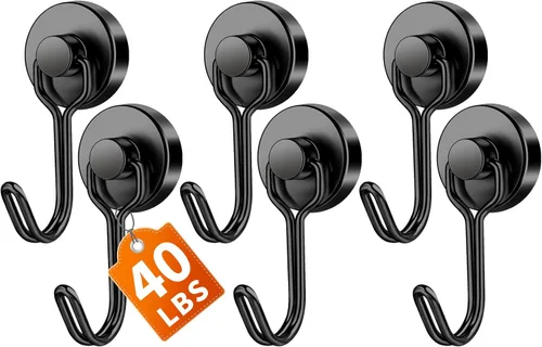 Miniatura 29 de FINDMAG Ganchos magnéticos giratorios de 60 libras, paquete de 4 ganchos magnéticos de neodimio resistentes, ganchos magnéticos fuertes para colgar