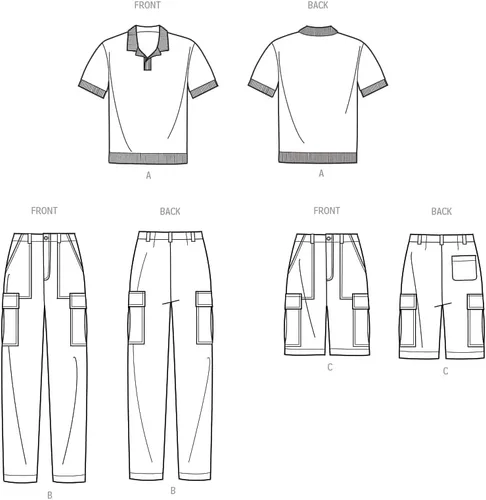 Miniatura 3 de Simplicity Kit de patrón de costura para hombre, pantalones cargo y pantalones cortos de punto, código de diseño S9718, tallas 38-40-42-44-46