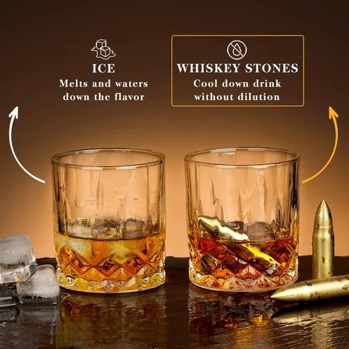 Miniatura 5 de Regalos para marido para él hombres, día de San Valentín, juego reutilizable de piedras de whisky grabadas de acero inoxidable y vasos, regalo