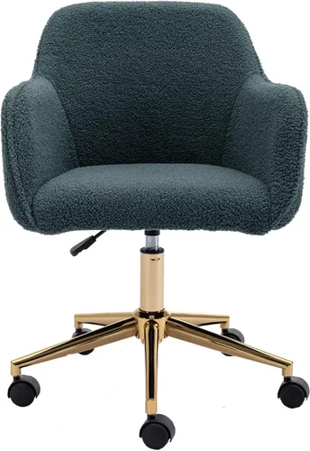 Miniatura 4 de Silla de escritorio moderna de piel sintética, silla tapizada y esponjosa para oficina en casa, silla de tocador de maquillaje para adolescentes