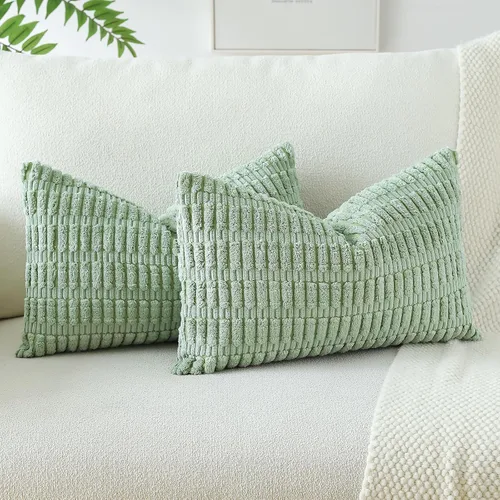 Miniatura 33 de OTOSTAR - Paquete de 2 fundas de cojín decorativas de pana suaves y a rayas estilo boho, fundas de cojín cuadradas para decoración del hogar, fundas