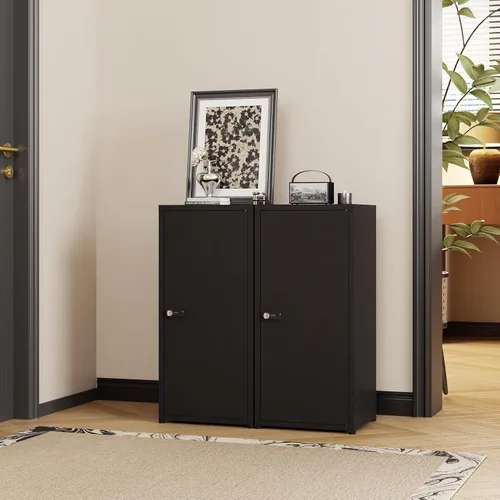 Miniatura 7 de MIOCASA Metal Storage Cabinet with Lock, 3 Adjustable Shelves Single Door Steel Locker for Home, Office & Garage (Black)