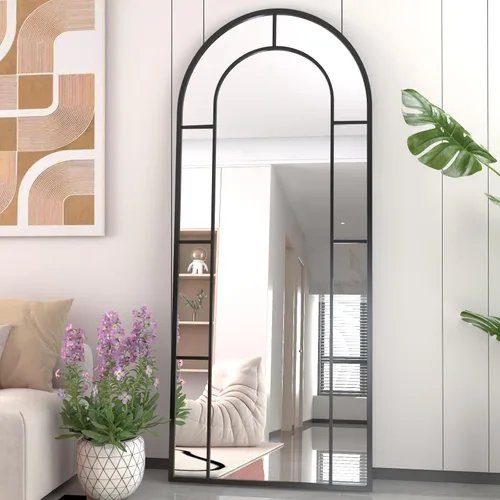 Miniatura 18 de Rowjut Espejo de pared en forma de arco de 30 x 20 pulgadas, espejo decorativo de pared y baño con marco de hierro, espejos de pared superior