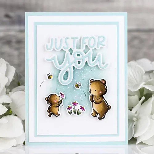 Miniatura 6 de Bear Hugs - Juego de sellos y troqueles para hacer tarjetas, sellos transparentes y troqueles de corte de metal para álbumes de recortes