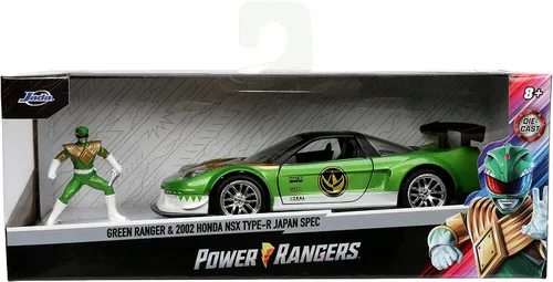 Miniatura 6 de Jada Toys Power Rangers 1:32 2002 Honda NSX Type-R Japan Spec - Auto fundido a presión con figura de Ranger verde de 1.65 pulgadas, juguetes