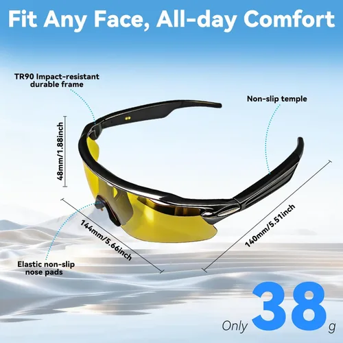 Miniatura 7 de Lentes de audio inteligentes Bluetooth, gafas de sol Bluetooth para correr, ciclismo, con asistente de voz AI, llamadas manos libres y música