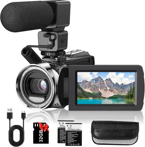 Videocámara FHD 1080P 36MP YouTube Vlogging Cámara Grabadora Pantalla de 3.0 Pulgadas con Rotación de 270 Grados Videocámaras con Zoom Digital 18X