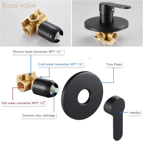 Miniatura 5 de POPFLY Juego de grifo de ducha negro, sistema de ducha de lluvia de baño con cabezal de ducha de 8 pulgadas, kit de molduras de ducha de una sola