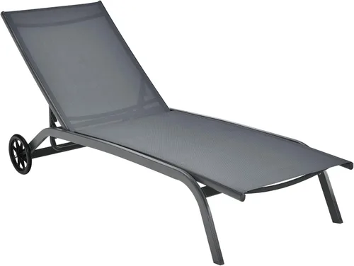 Miniatura 11 de Giantex Sillas de patio para zona de piscina, tumbona para exteriores con 6 posiciones ajustables, ruedas lisas y tela de secado rápido, sillón