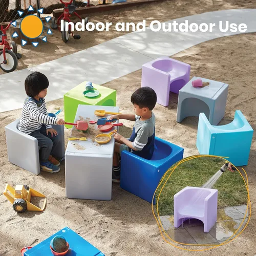 Miniatura 6 de ECR4Kids Tri-Me 3 en 1 silla cubo, muebles para niños, color morado claro Púrpura claro