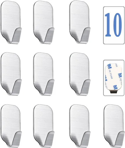 Miniatura 8 de Ganchos autoadhesivos pequeños para colgar ganchos de pared resistentes Paquete de 10 ganchos adhesivos de pared