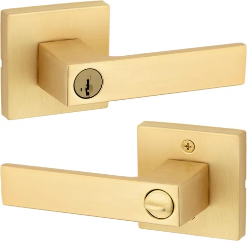 Miniatura 21 de Kwikset Singapore - Manija de puerta de cromo pulido (2 unidades)