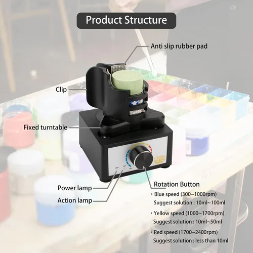 Miniatura 4 de Mini mezclador de vórtice, rango de velocidad de 300 a 2400 RPM, funcionamiento manos libres, ideal para mezclar pintura acrílica, esmalte de uñas