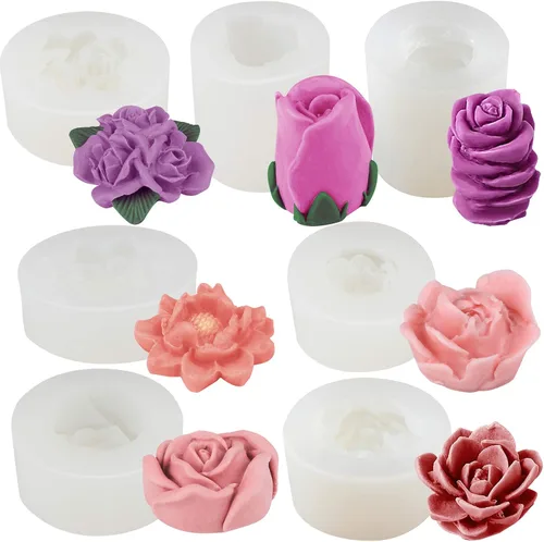 Miniatura 6 de Funshowcase Planta suculenta con maceta de silicona para resina, jabón, vela, cera, polímero, arcilla, yeso, fondant, decoración de pasteles, 2